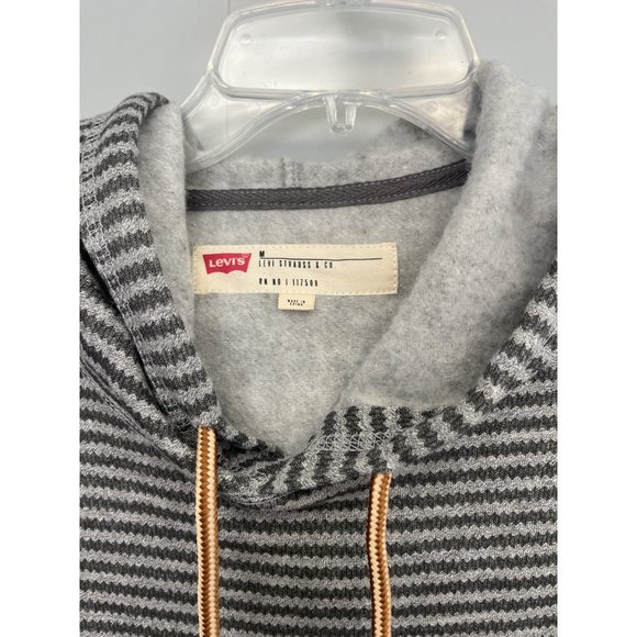 Levi’s Levi Strauss Co. Men’s Grey Striped Medium Pullover Hoodie - Picture 2 of 8